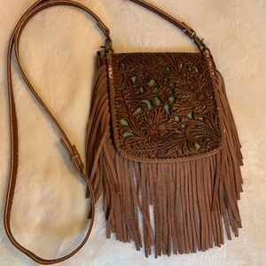 Western tooled leather purse